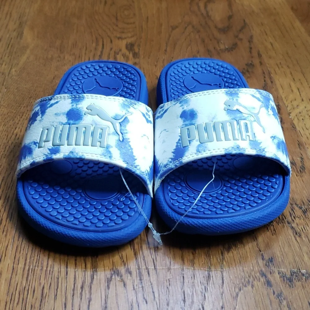 NEW Cool Cat Shibori Jr. Slide Sandal Blue Tie Dye Print Puma Kids Size 11